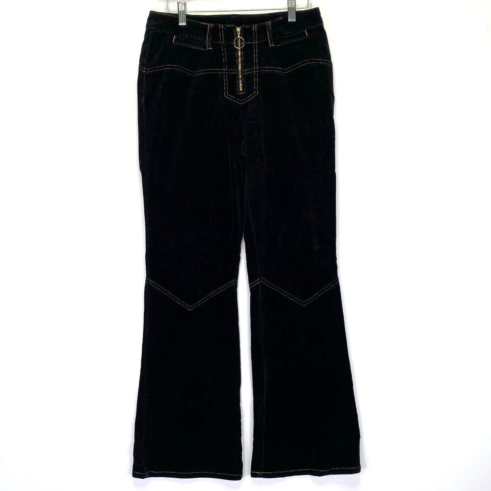 Vintage Corduroy Bareback Pants Flare Leg Sz 10 Black Western Stitch Jeans Y2K